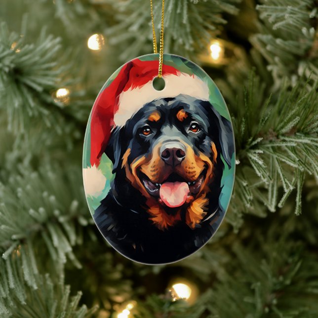 Rottweiler Jullpensel målar teckningar Julgransprydnad Keramik (Träd)