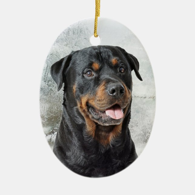 Rottweiler julprydnad julgransprydnad keramik (Framsidan)