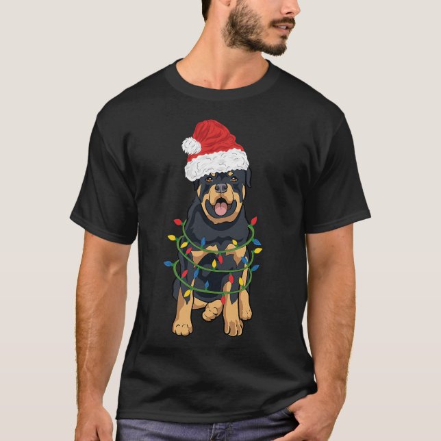 Rottweiler-jultomten i Santa Hat och L T Shirt (Framsida)