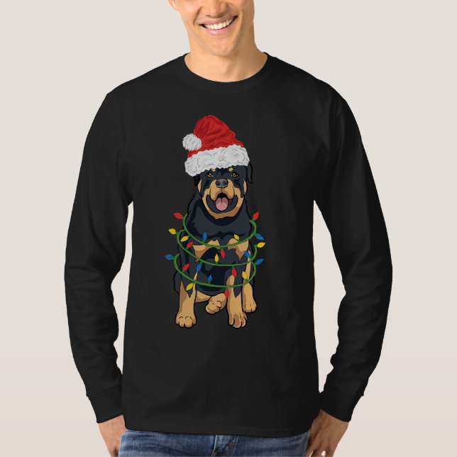 Rottweiler-jultomten i Santa Hat och L T Shirt (Framsida)