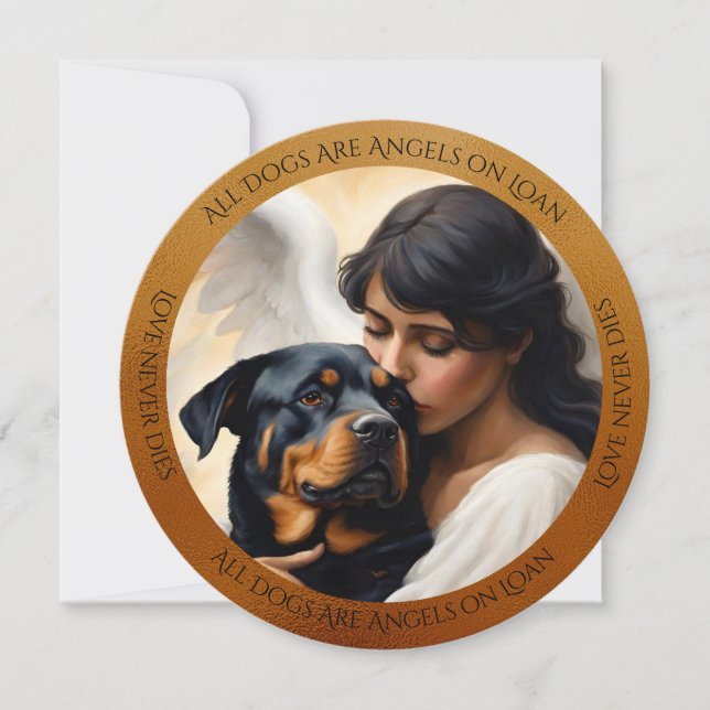 Rottweiler Kärlek gör aldrig ett runt symtomkort Tack Kort (Framsida)