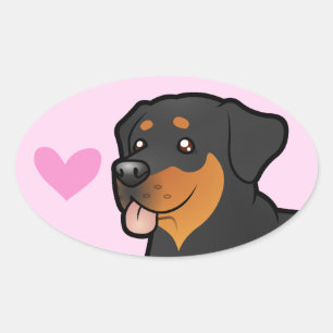 Rottweiler Kärlek Ovalt Klistermärke