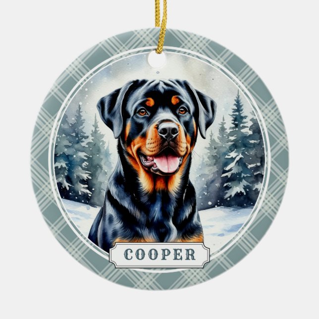 Rottweiler Keramisk Cirkulär Ornament (Framsidan)