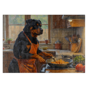 Rottweiler lagar mat i köket