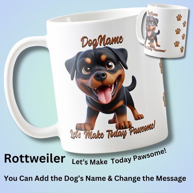 Rottweiler - Lägg till Hund Namn, Ändra text Kaffemugg (Skapare uppladdad)