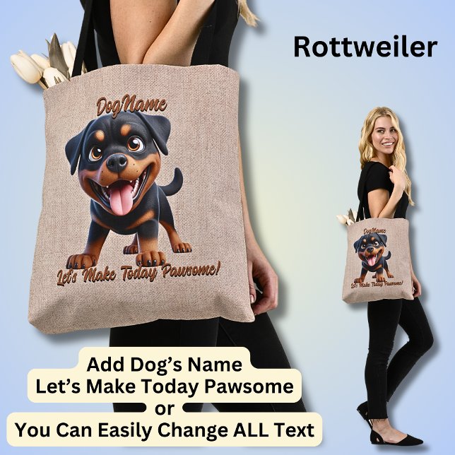 Rottweiler - Lägg till Hund Namn, Ändra text Tygkasse (Skapare uppladdad)