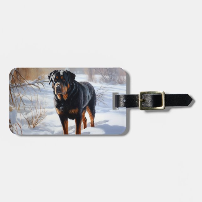 Rottweiler Låt det snöa jul Bagagebricka (Horisontell Framsida)