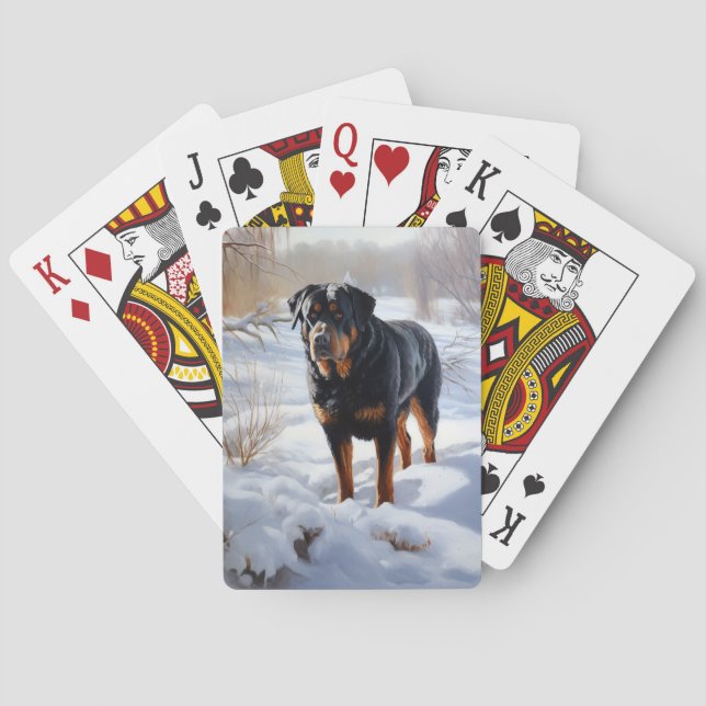 Rottweiler Låt det snöa jul Casinokort (Baksidan)