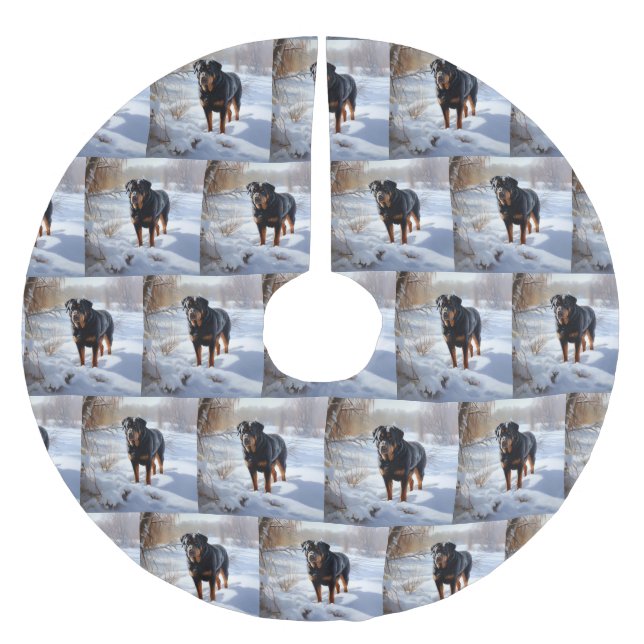 Rottweiler Låt det snöa jul Julgransmatta Borstad Polyester (Framsidan)