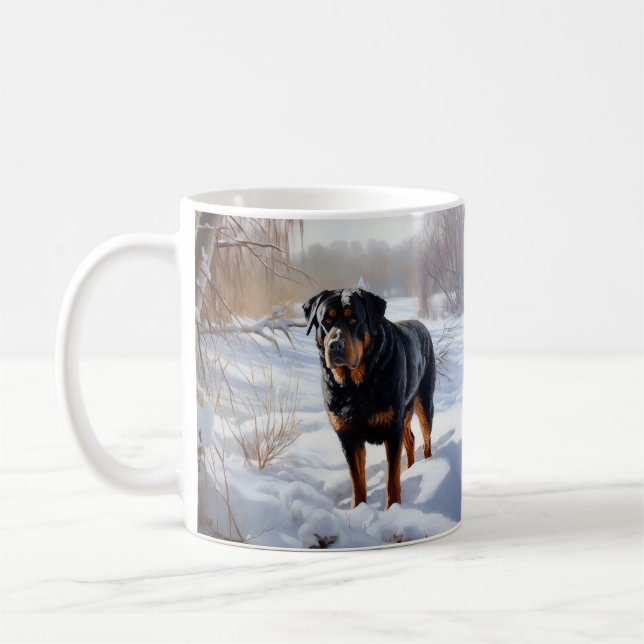 Rottweiler Låt det snöa jul Kaffemugg (Vänster)