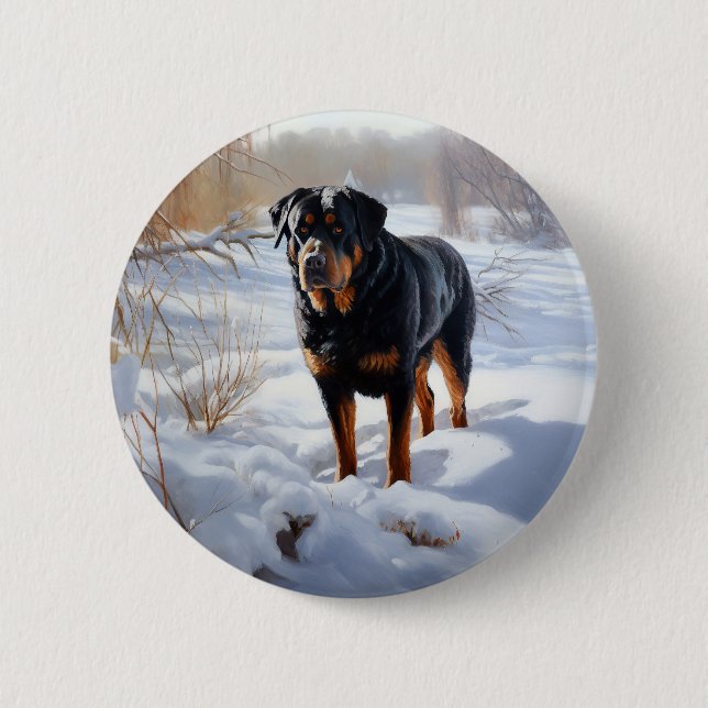 Rottweiler Låt det snöa jul Knapp (Framsida)