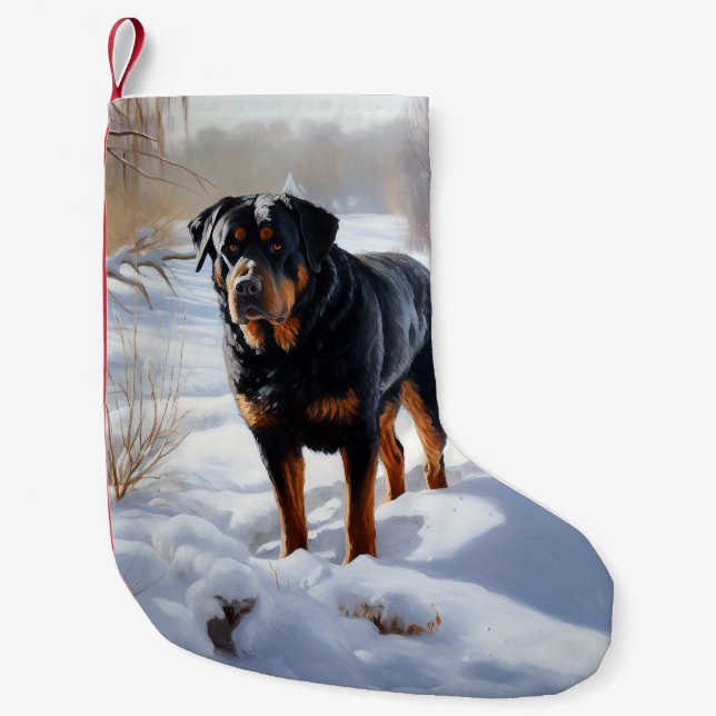 Rottweiler Låt det snöa jul Liten Julstrumpa (Framsidan)