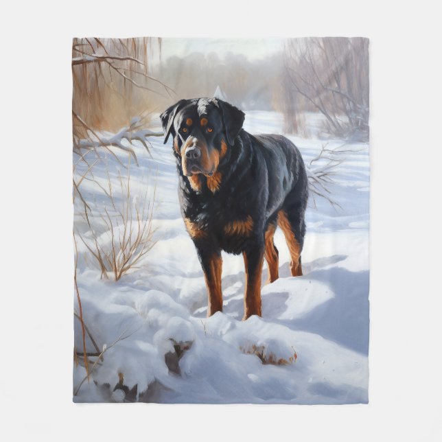 Rottweiler Let It Snow Jul Fleecefilt (Framsidan)