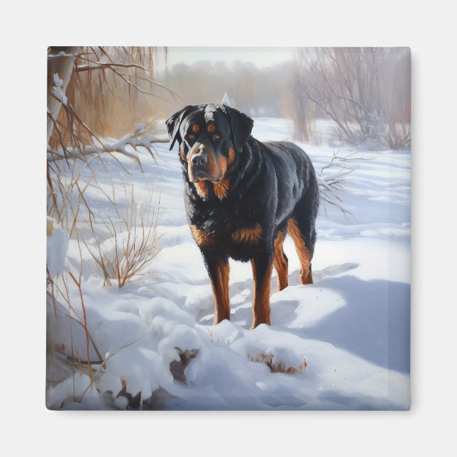 Rottweiler Let It Snow Jul Magnet (Framsidan)