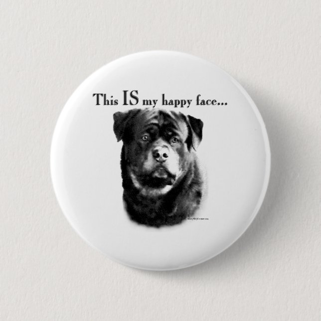 Rottweiler Lycklig Ansikte - Button Knapp (Framsida)