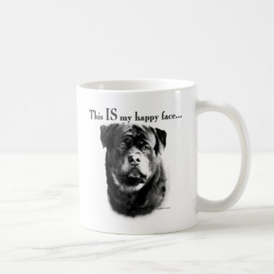 Rottweiler Lycklig Ansikte Kaffemugg
