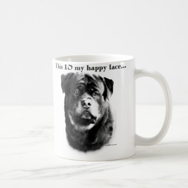 Rottweiler Lycklig Ansikte Kaffemugg (Höger)