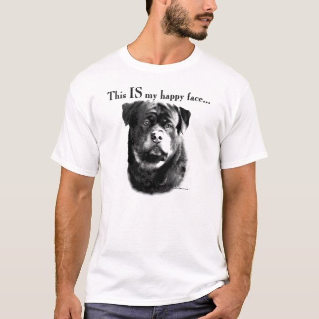 Rottweiler Lycklig Ansikte T-shirt (Framsida)