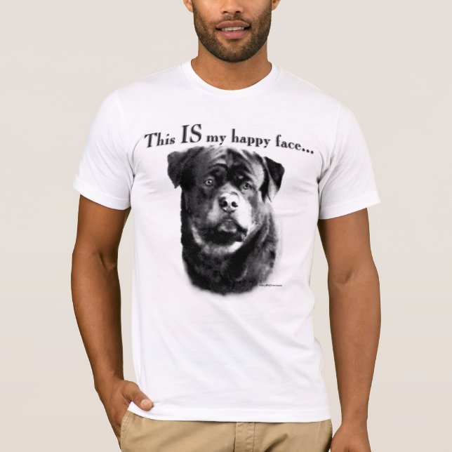 Rottweiler Lycklig Ansikte T-shirt (Framsida)