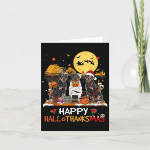 Rottweiler Lycklig Hallothanksmas Halloween Thanks Kort