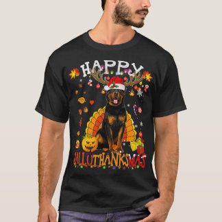 Rottweiler Lycklig Hallothanksmas Halloween Thanks T Shirt