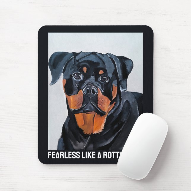 Rottweiler-målning av Alfred Fox Musmatta (Med mus)