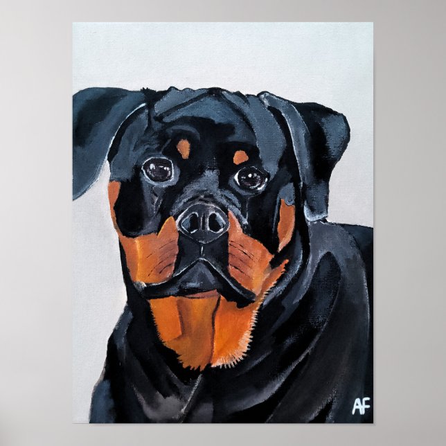 Rottweiler-målning av Alfred Fox Poster (Framsidan)
