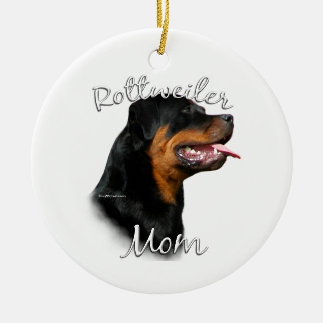 Rottweiler Mamma 2 Julgransprydnad Keramik (Framsidan)