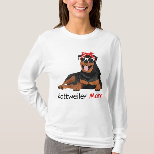 Rottweiler Mamma Bandana Womens Rottweiler Hund T Shirt (Framsida)
