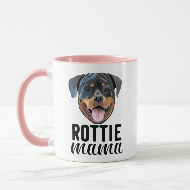 Rottweiler mamma hund mamma personlig med din hund mugg (Vänster)