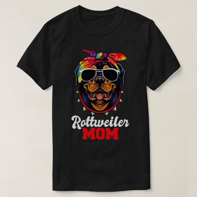 Rottweiler Mamma Hund Tie Dye Pullover T Shirt (Design framsida)