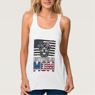 Rottweiler Mamma Patriotisk Vintage Hund T-Shirt D Linne Med Racerback