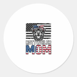 Rottweiler Mamma Patriotisk Vintage Hund T-Shirt D Runt Klistermärke