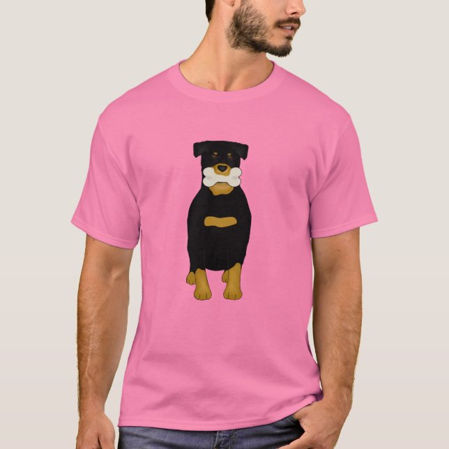 Rottweiler med ben T-Shirt (Framsida)