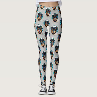 Rottweiler med hörlurar Leggings 4