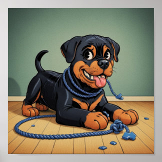 Rottweiler med Leksak Poster