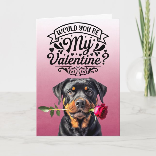 Rottweiler med ro Anpassningsbar Valentine Day Helgkort (Framsida)