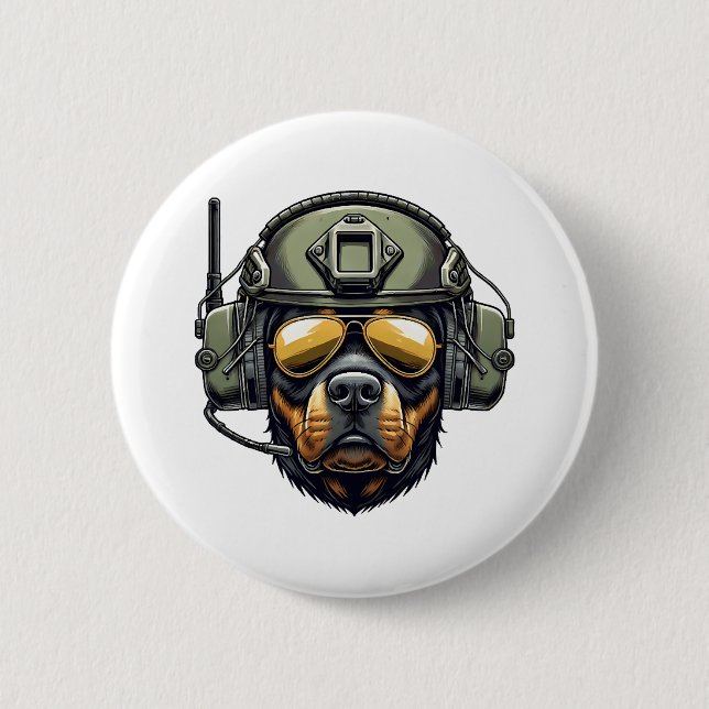 Rottweiler, militär design knapp (Framsida)