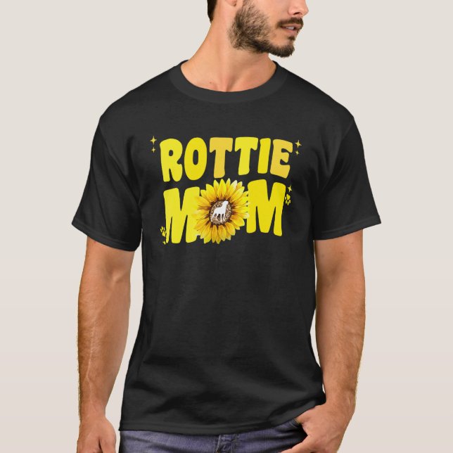 Rottweiler Mom For Women Sunflower Rottie Rott Dog T Shirt (Framsida)
