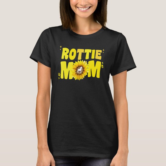 Rottweiler Mom For Women Sunflower Rottie Rott Dog T Shirt (Framsida)
