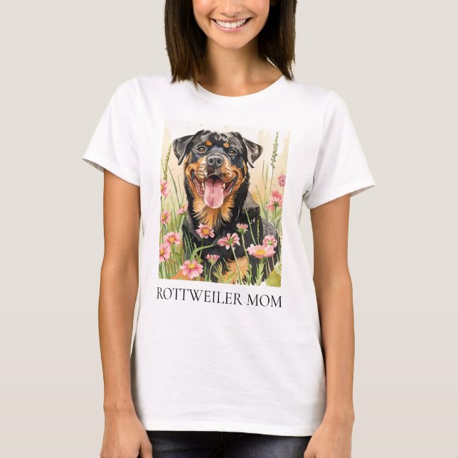 Rottweiler Mom T-Shirt – Watercolor Dog Gift (Framsida)