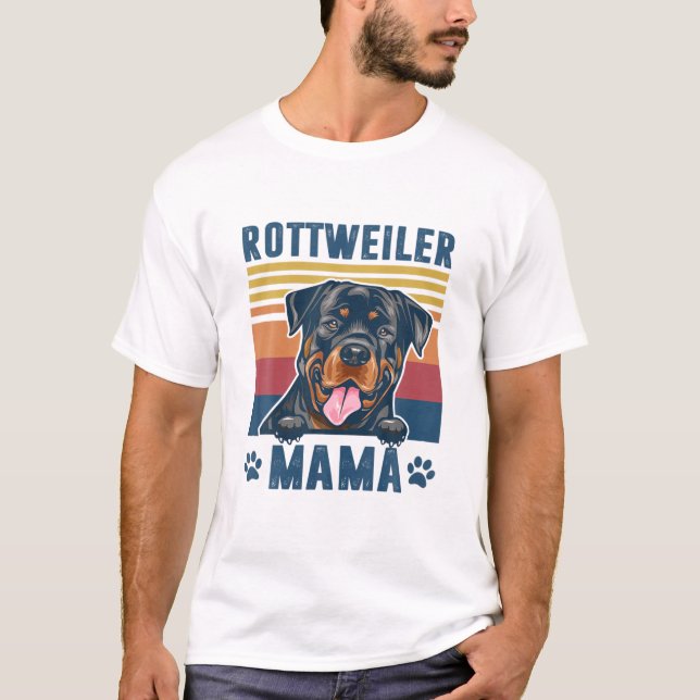 Rottweiler Mor Retro Gifts Hund Mamma T Shirt (Framsida)