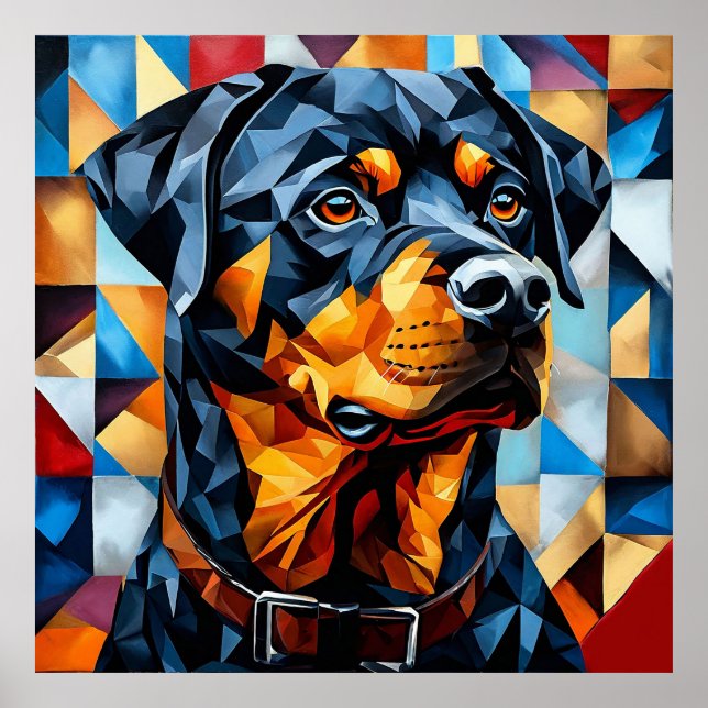 🐾 Rottweiler Mozaikkonst Hund Väggdekor Statement Poster (Framsidan)