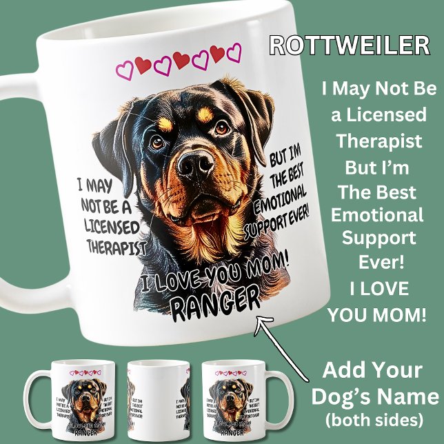 Rottweiler Mugg, Lägg till Hund Namn, Kan ändra te Kaffemugg (Skapare uppladdad)
