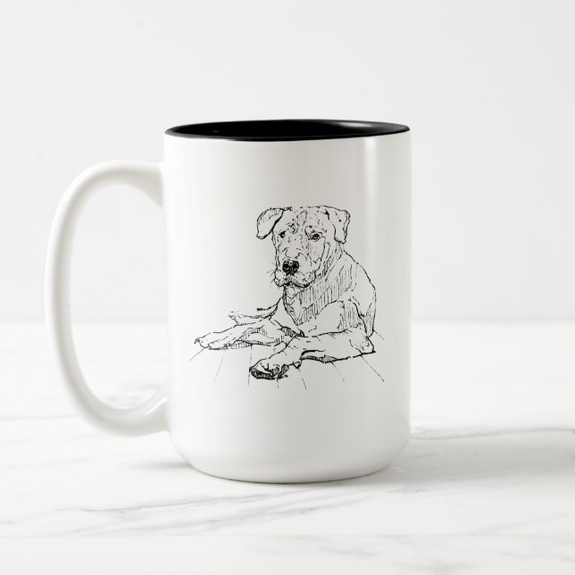Rottweiler-mugg – minimalist kaffemugg (Vänster)