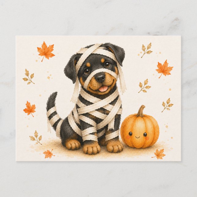 Rottweiler-mumie Halloween Vykort (Framsida)