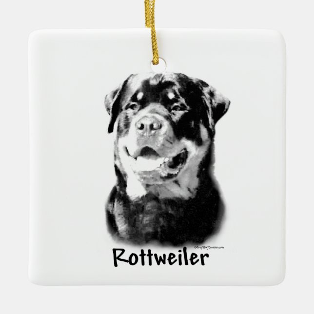 Rottweiler-nyckelkedjan för träkol julgransprydnad keramik (Framsida)