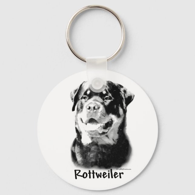 Rottweiler-nyckelkedjan för träkol nyckelring (Framsida)