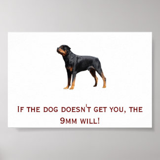 Rottweiler och 9 mm poster