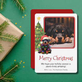 Rottweiler och Julgran Pet Hund One Photo Julkort